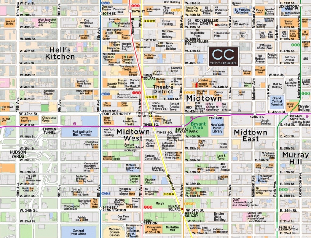 Midtown Manhattan/times Square Map | Red Paw Technologies - Map Of Midtown Manhattan Printable