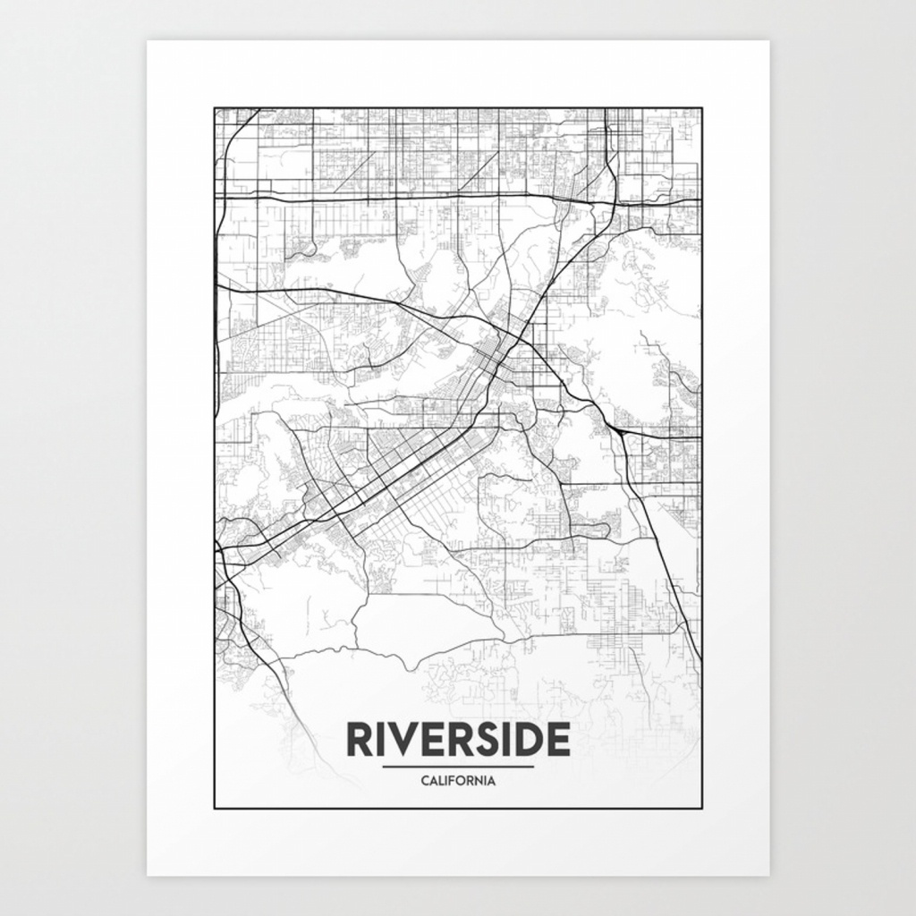 Minimal City Maps - Map Of Riverside, California, United States Art - Printable Map Of Riverside Ca