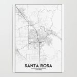 Minimal City Maps   Map Of Santa Rosa, California, United States   California Map Poster