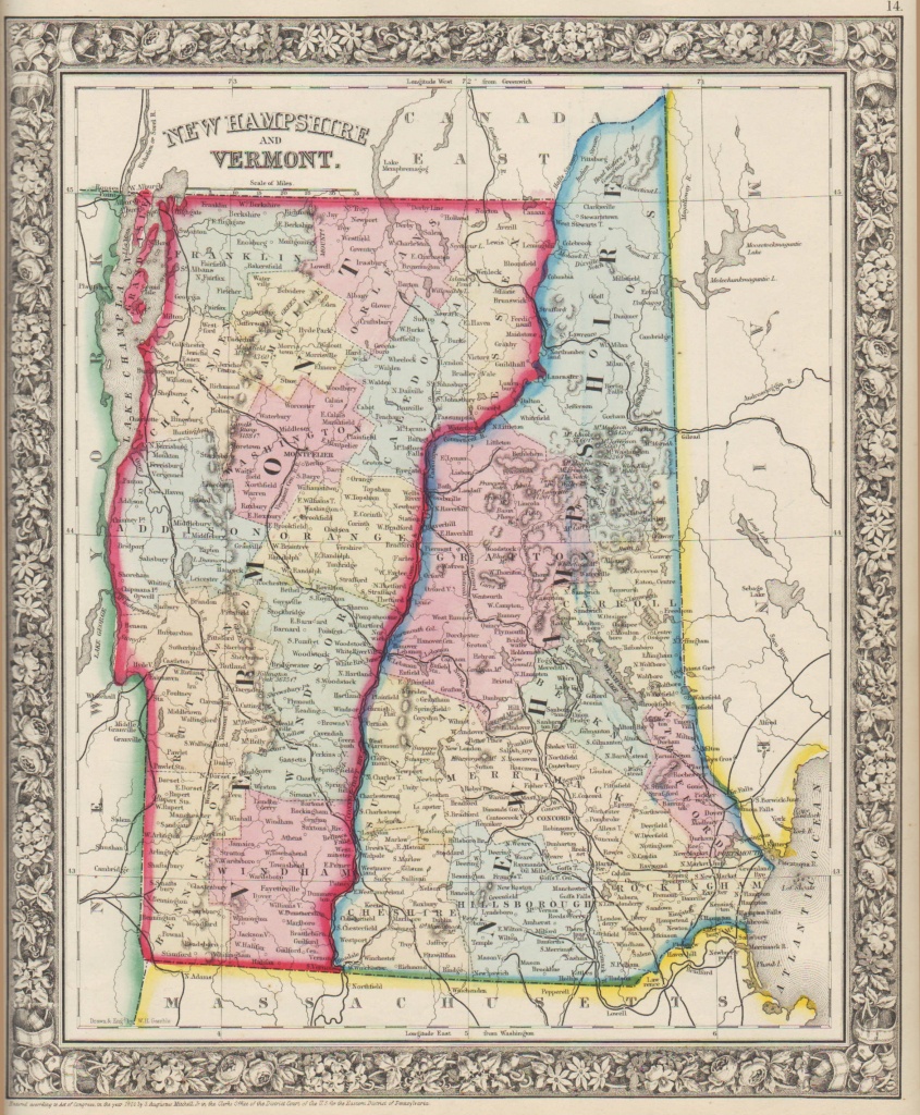 Mitchell Vermont And New Hampshire 1863 - Philadelphia Print Shop - Printable Map Of Vermont