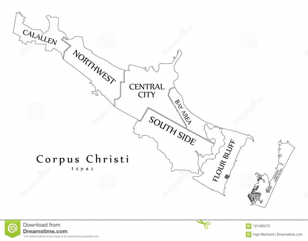 Modern City Map - Corpus Christi Texas City Of The Usa With - City Map Of Corpus Christi Texas