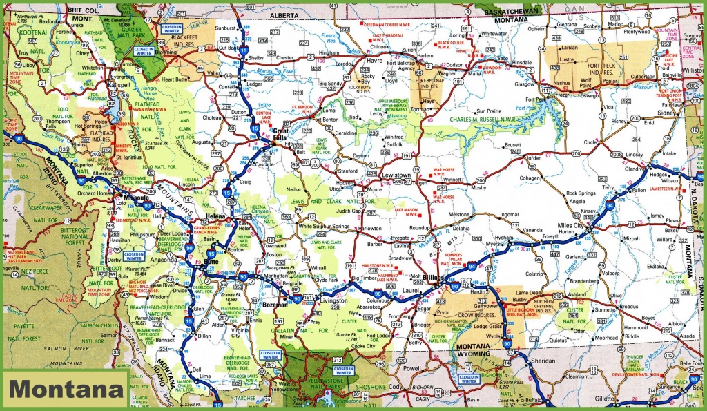 Montana Road Map - Printable Map Of Montana
