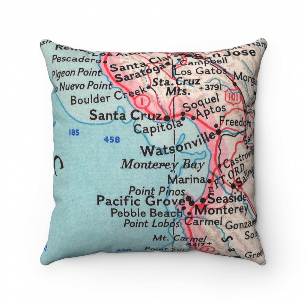 Monterey Bay Map Pillow Monterey Bay Pillow Wedding Gift | Etsy - California Map Pillow