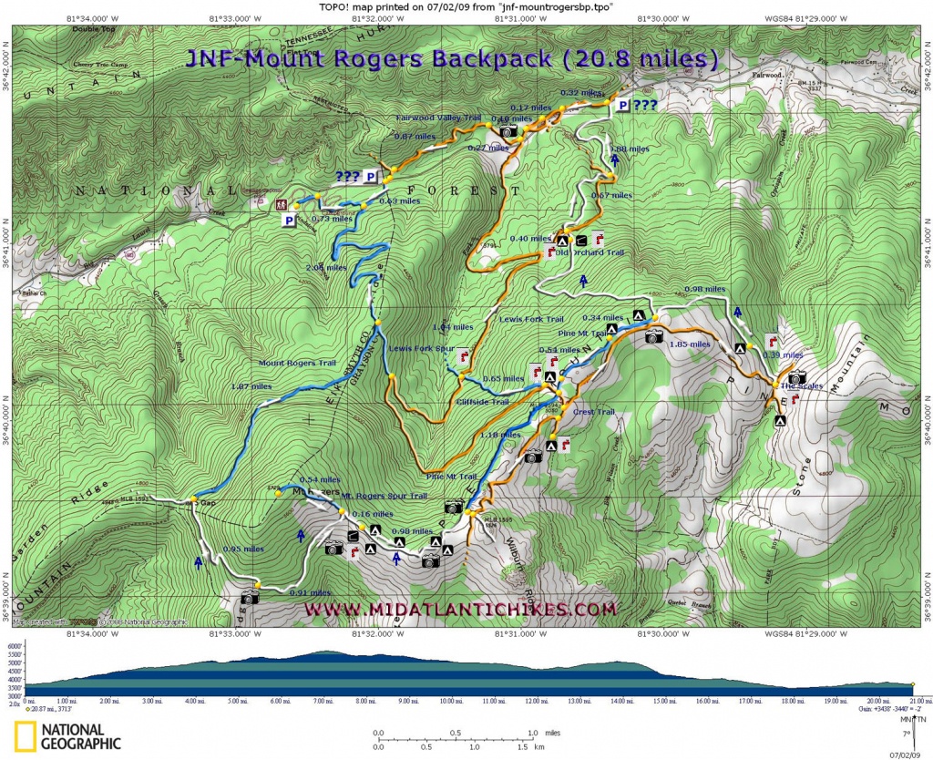 Mount Rogers Backpack - Printable Hiking Maps