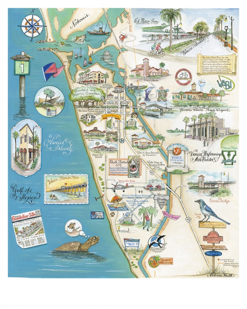 My Home Town, Beautiful And Historical Venice Florida. Custom Map - Map Of Florida Showing Venice Beach