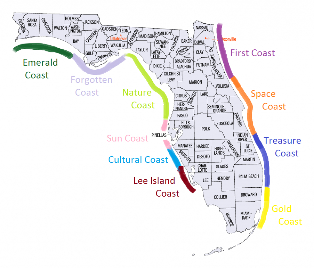 Named Coasts Of Florida | Fl Vacations | Florida Coast Map, Florida - Lake Mary Florida Map