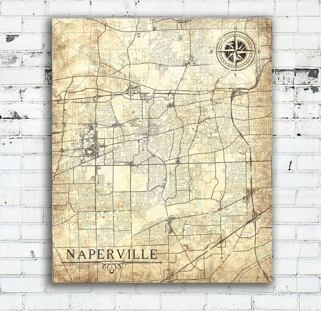 Naperville Il Canvas Print Illinois Naperville Il Town Plan City - Printable Map Of Naperville Il