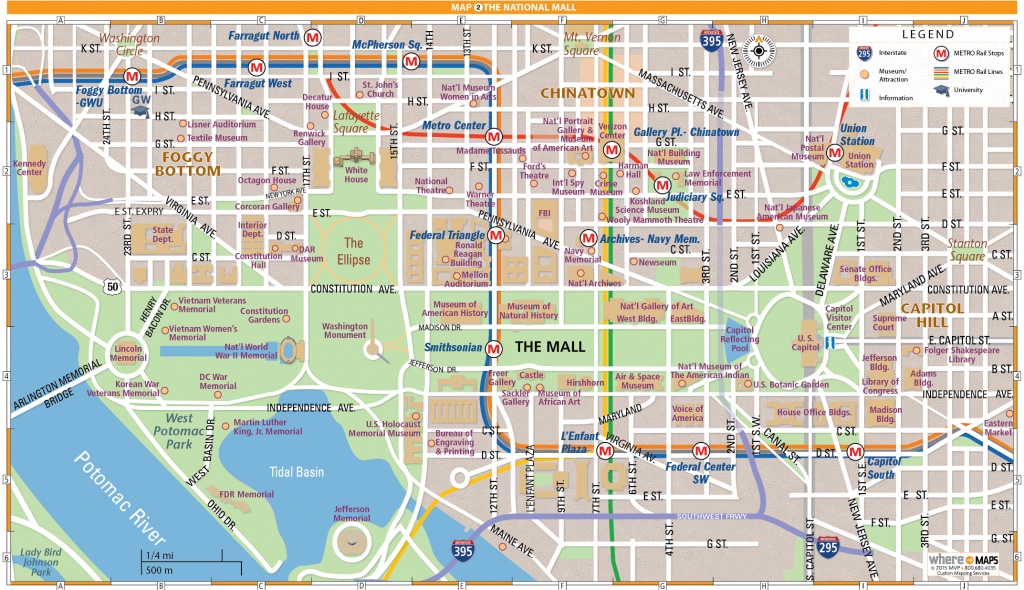 National Mall Map In Washington, D.c. | Wheretraveler - Map Of Downtown Washington Dc Printable