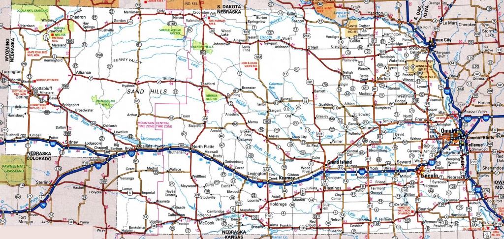 Nebraska Road Map - Printable Road Map Of Nebraska