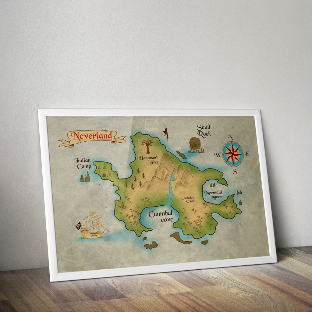 Neverland Map Print , | A3 (11.7X16.5 Inches) | Printed On - Depop - Neverland Map Printable