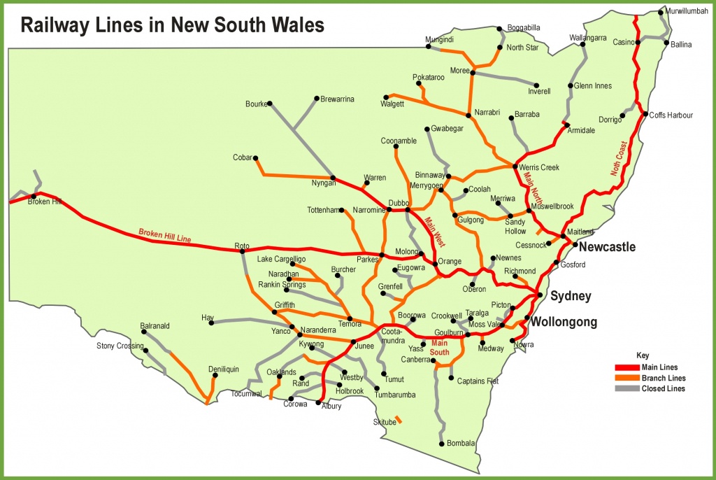 New South Wales Railway Map - Printable Map Of Nsw