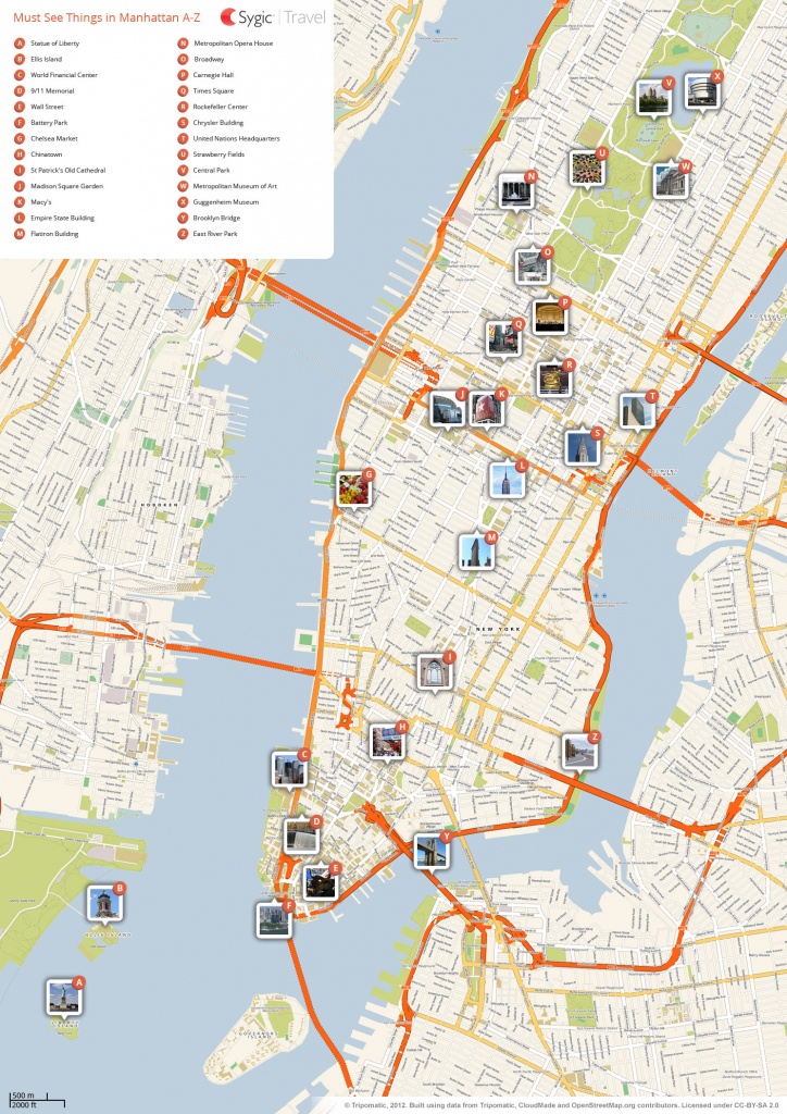 New York City Manhattan Printable Tourist Map | Sygic Travel - Map Of Nyc Attractions Printable