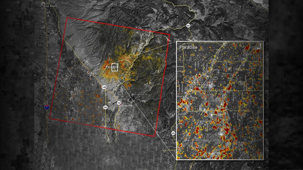 News | Updated Nasa Damage Map Of Camp Fire From Space - Live Satellite Map California