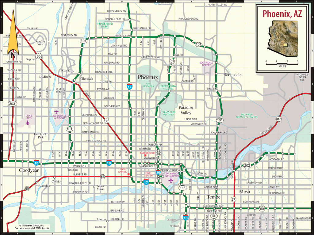 Nice Map Of Phoenix | Travelsmaps | Map, Travel Maps, Phoenix - Phoenix Area Map Printable