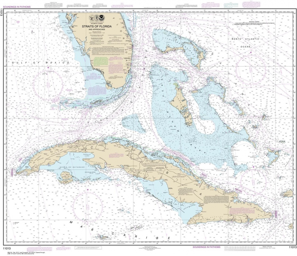 Noaa Chart 11013. Nautical Chart Of Straits Of Florida And - Nautical Maps Florida