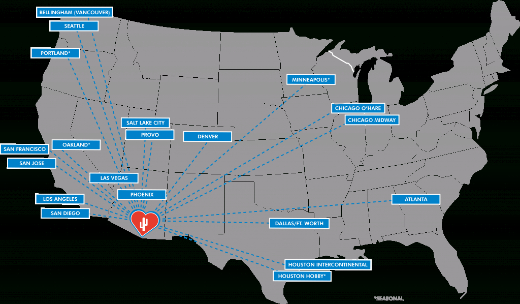 Nonstop Destinations To/from Tucson International Airport (Tus) - Florida Airports Map