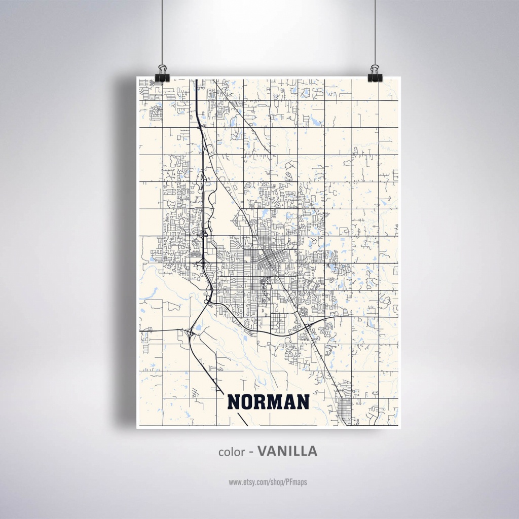 Norman Map Print Norman City Map Oklahoma Ok Usa Map Poster | Etsy - Printable Map Of Norman Ok