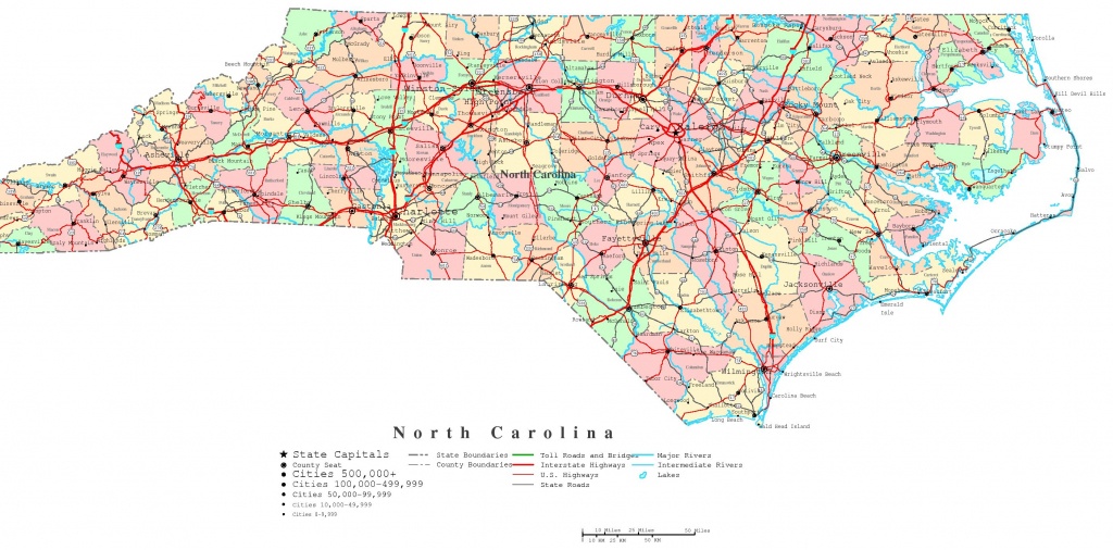 North Carolina Printable Map - Printable Map Of Raleigh Nc