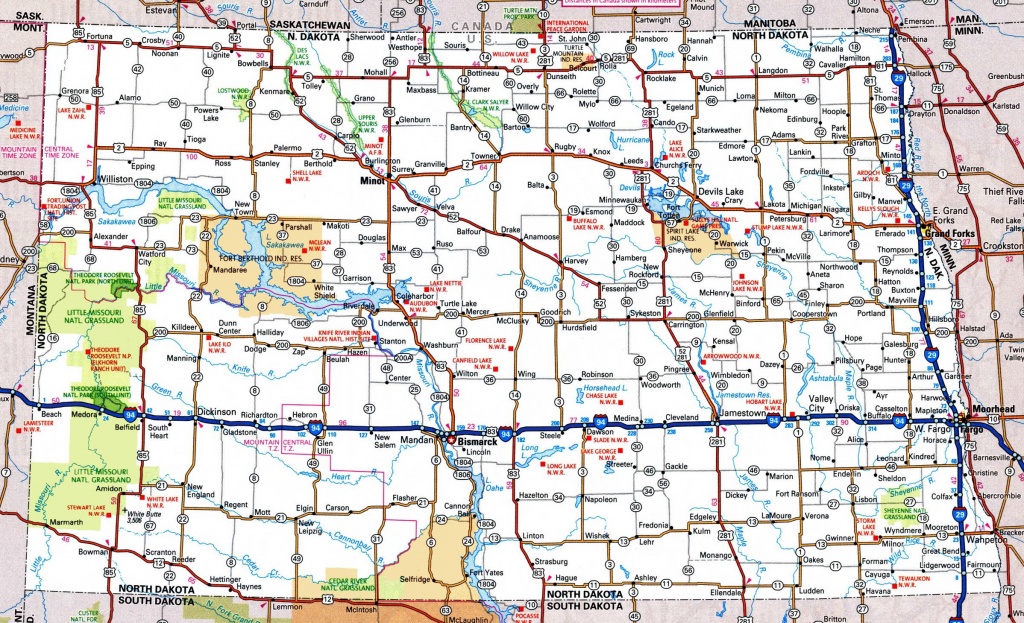 North Dakota Road Map - Printable Map Of North Dakota