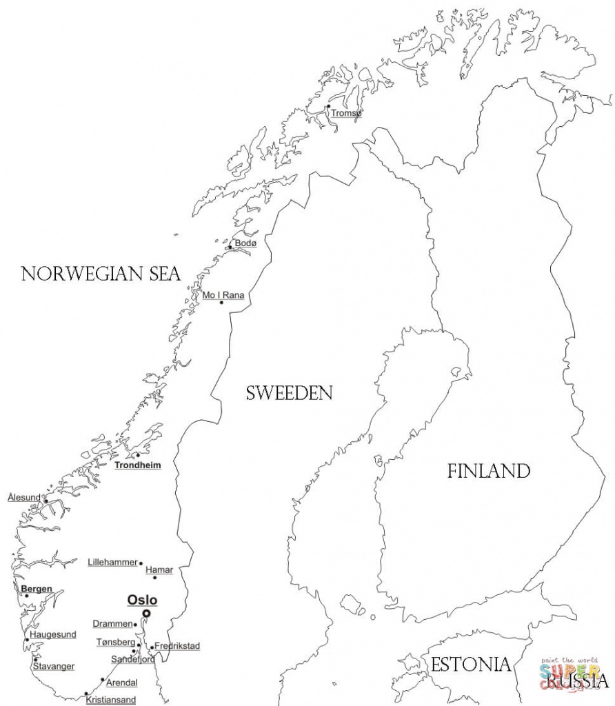 Norway Map With Cities Coloring Page | Free Printable Coloring Pages - Printable Map Of Norway
