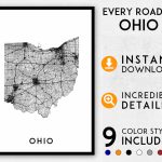 Ohio Map Print Ohio Print Ohio State Map Ohio Poster Ohio | Etsy   Ohio State Map Printable