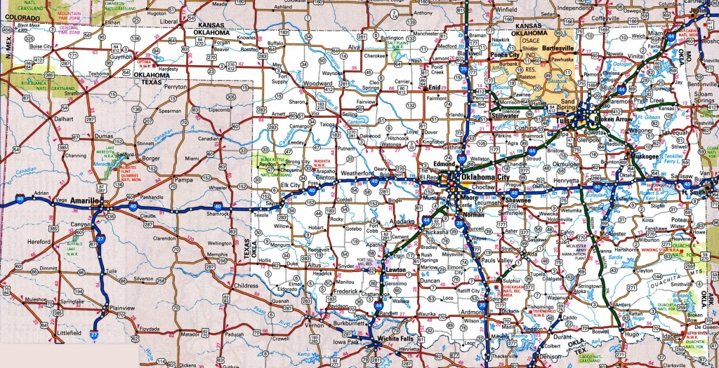 Oklahoma Road Map - Map Of North Texas And Oklahoma