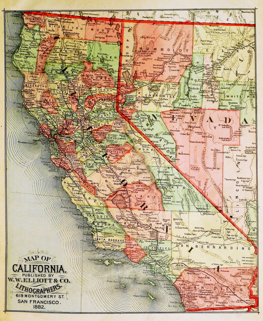 Old California Map Circa 1882 - - California Map Old