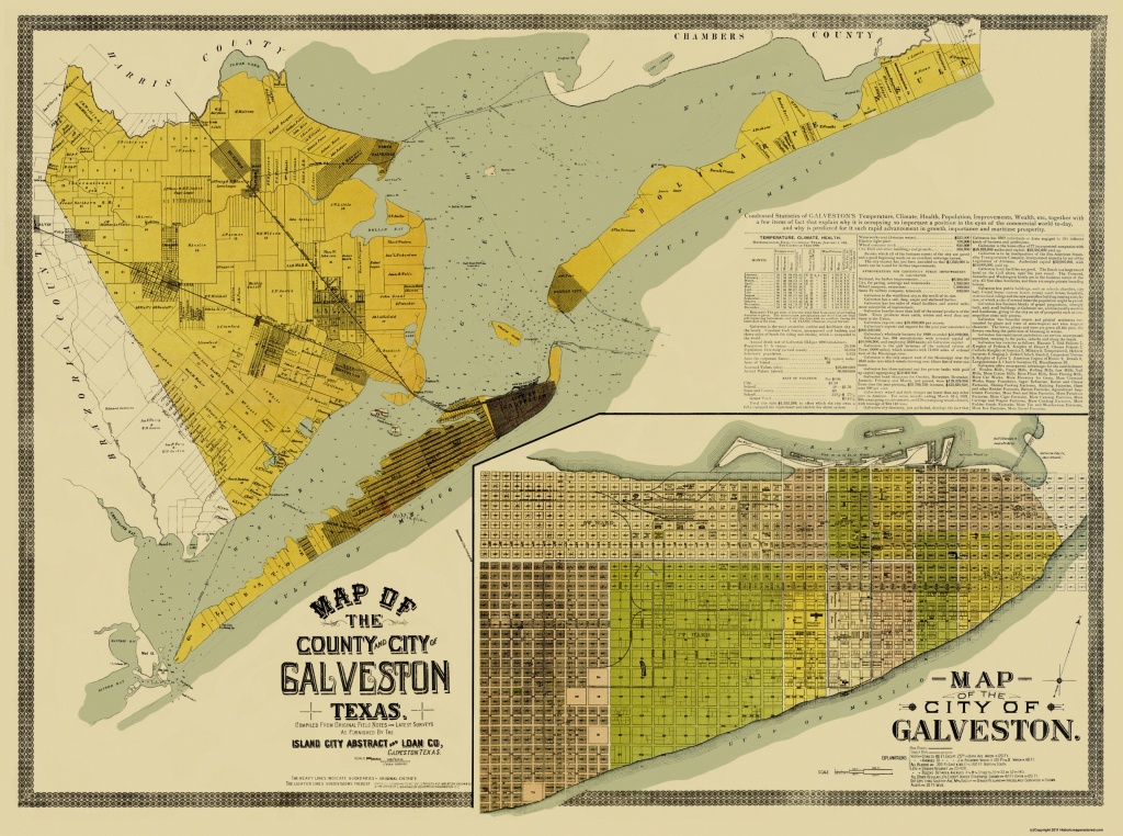 Old County Map - Galveston Texas Landowner - 1890 - 30.94 X 23 - Map Of Galveston Texas
