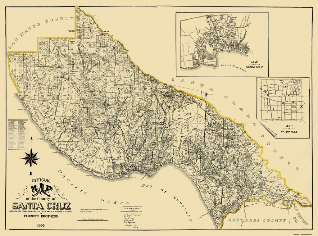 Old County Map - Santa Cruz California Landowner 1906 - Santa Cruz California Map
