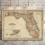 Old Florida Map 1863 Johnson's Map Of Florida Restoration Hardware   Old Florida Maps Prints