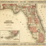 Old Florida Map 1863 Johnson's Map Of Florida Restoration Style   Vintage Florida Maps For Sale