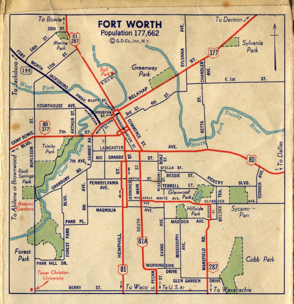 Old Highway Maps Of Texas - Street Map Of Fort Worth Texas