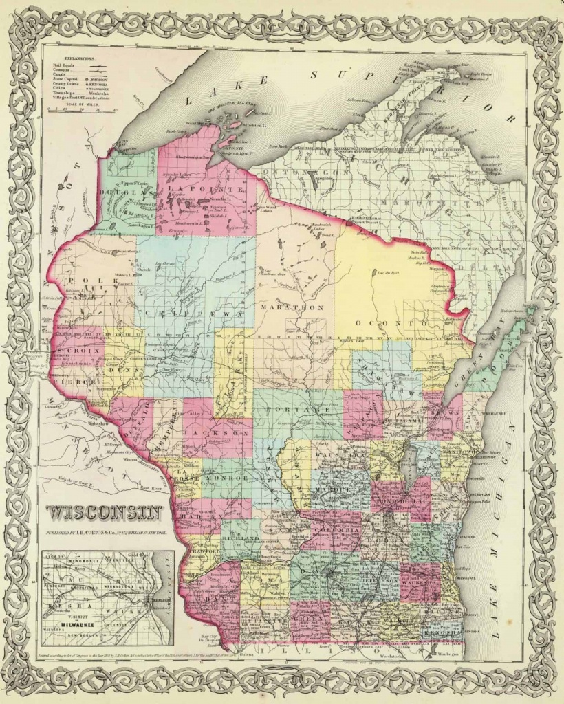 Old Historical City, County And State Maps Of Wisconsin - Wisconsin Road Map Printable