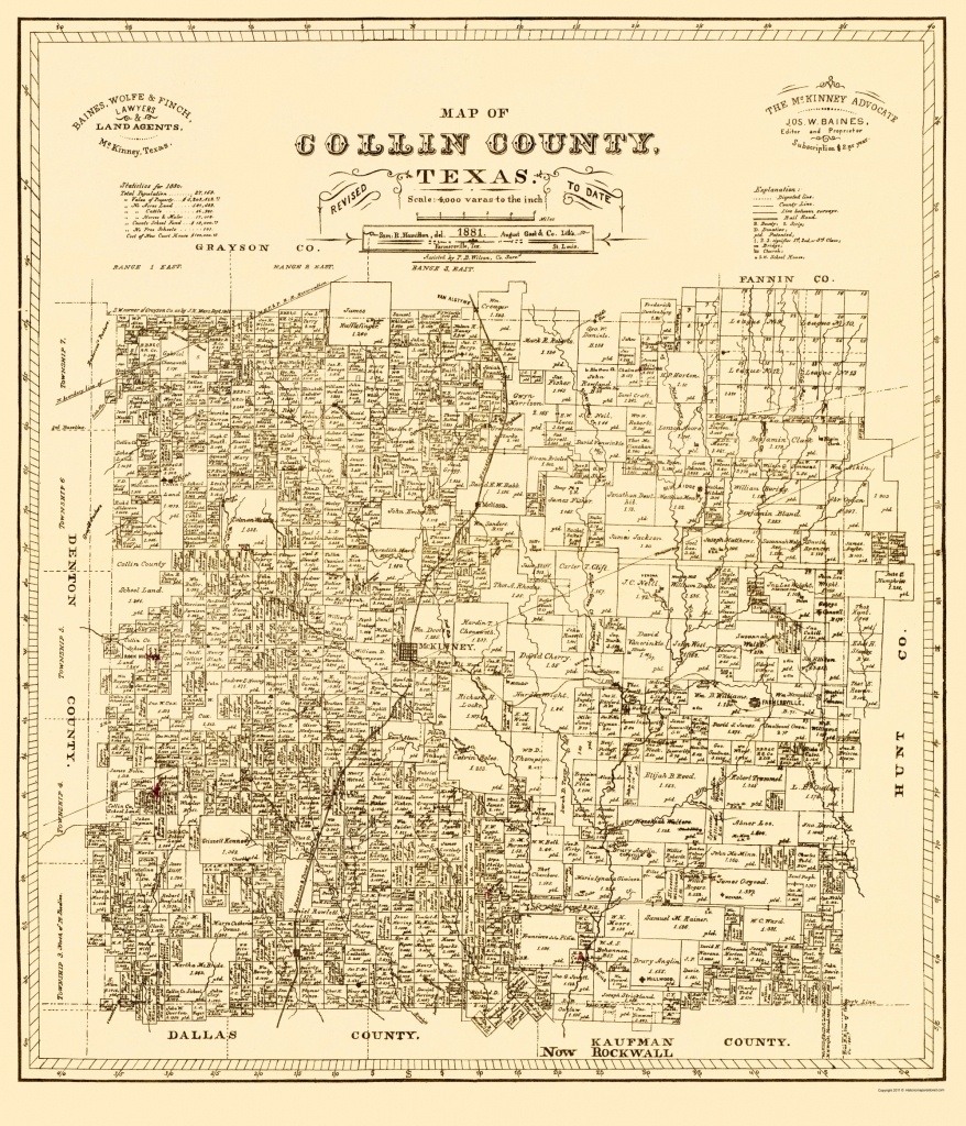 Old Map - Collin Texas Landowner - Gast 1881 - Collin County Texas Map