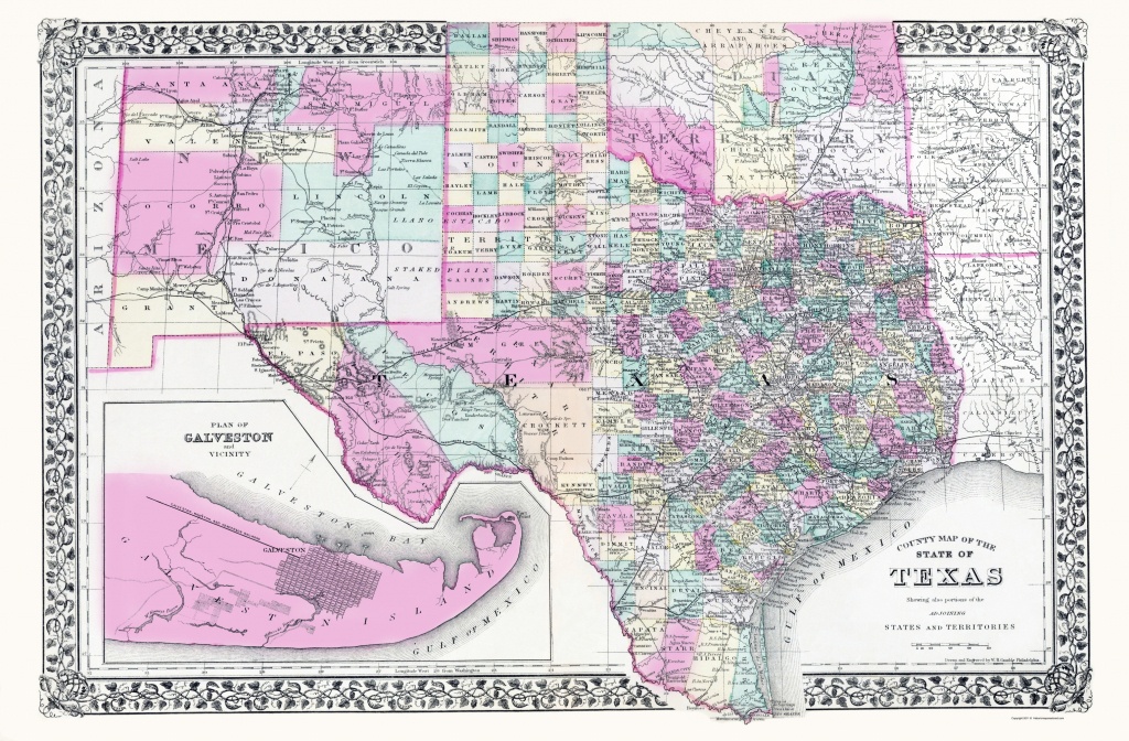 Old Map - Texas, New Mexico And Indian Territory 1890 - Texas New Mexico Map