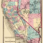 Old State Map   California, Nevada   1872   23 X 28.75   Map Of California And Nevada