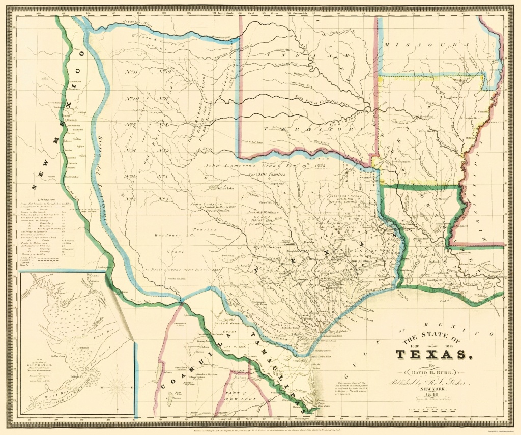 Old State Map - Texas - Burr 1846 - Texas Map 1846