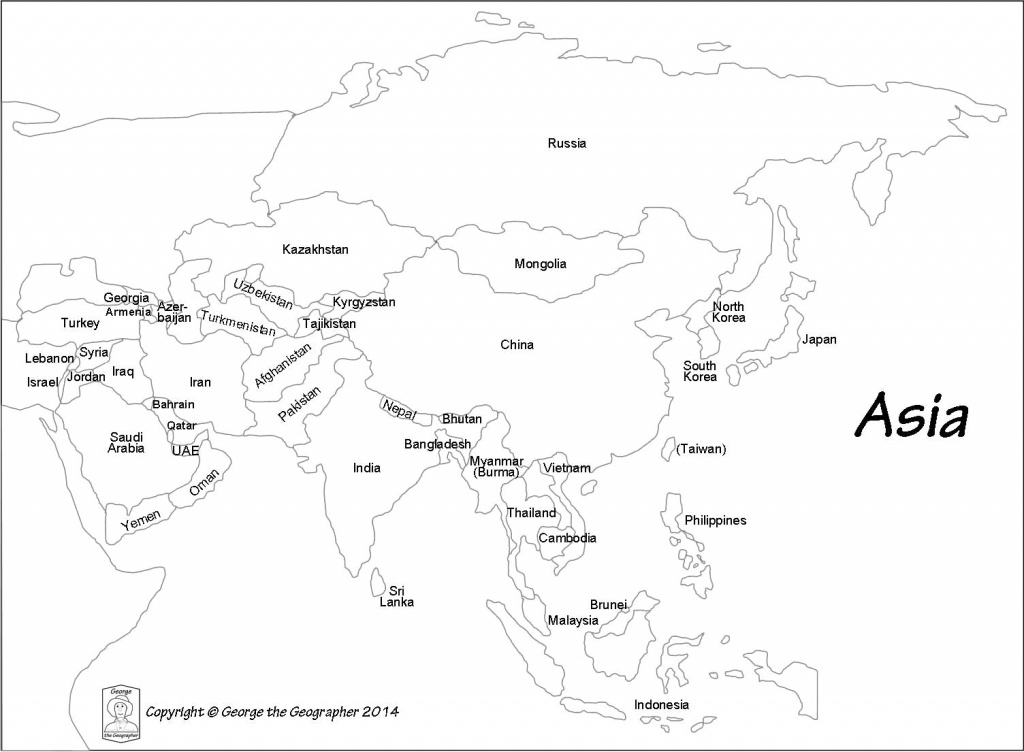 Outline Map Of Asia With Countries Labeled Blank For Passport Club - Blank Map Of Asia Printable