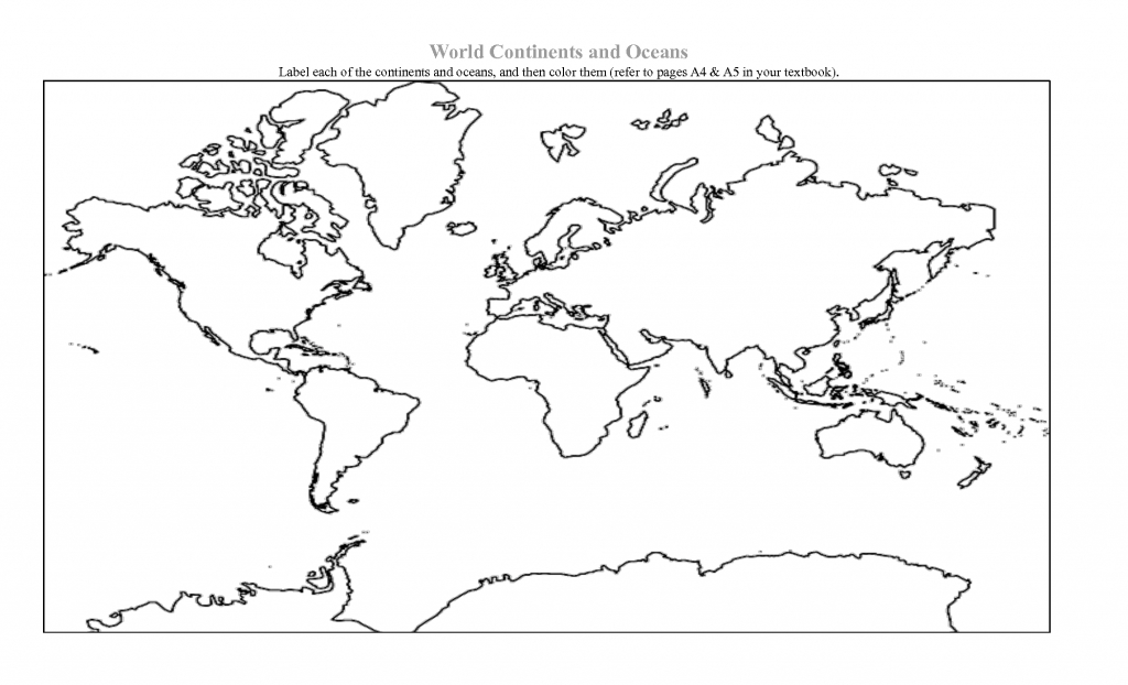 Outline Map Of Continents And Oceans With Printable Map Of The World - Blank Map Of The Continents And Oceans Printable
