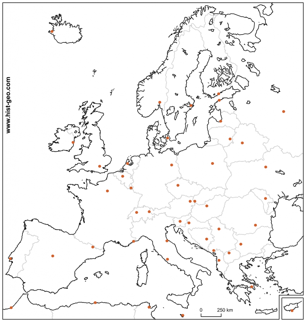 Outline Map Of Europe (Countries And Capitals) - Free Printable Map Of Europe With Countries And Capitals