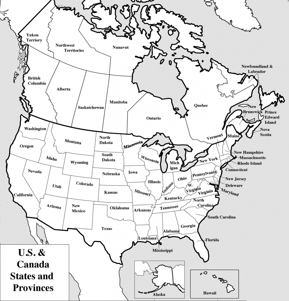 Outline Map Of Us And Canada Printable Mexico Usa With Geography - Printable Geography Maps