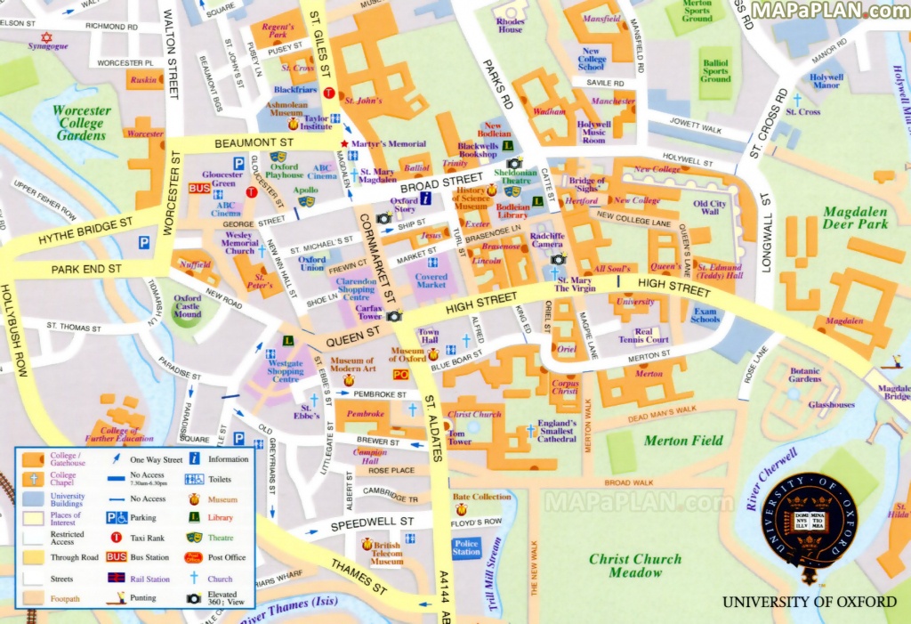 Oxford Maps - Top Tourist Attractions - Free, Printable City Street Map - Belfast City Centre Map Printable