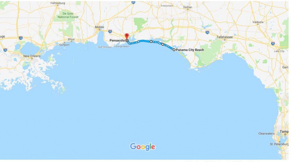 Panama City Beach, Fl To Pensacola, Fl – Google Maps | Urban Bicycle - Map Of Northwest Florida Beaches