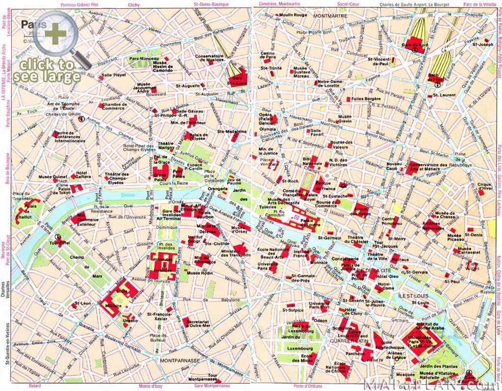Paris Maps - Top Tourist Attractions - Free, Printable - Mapaplan - Paris Tourist Map Printable