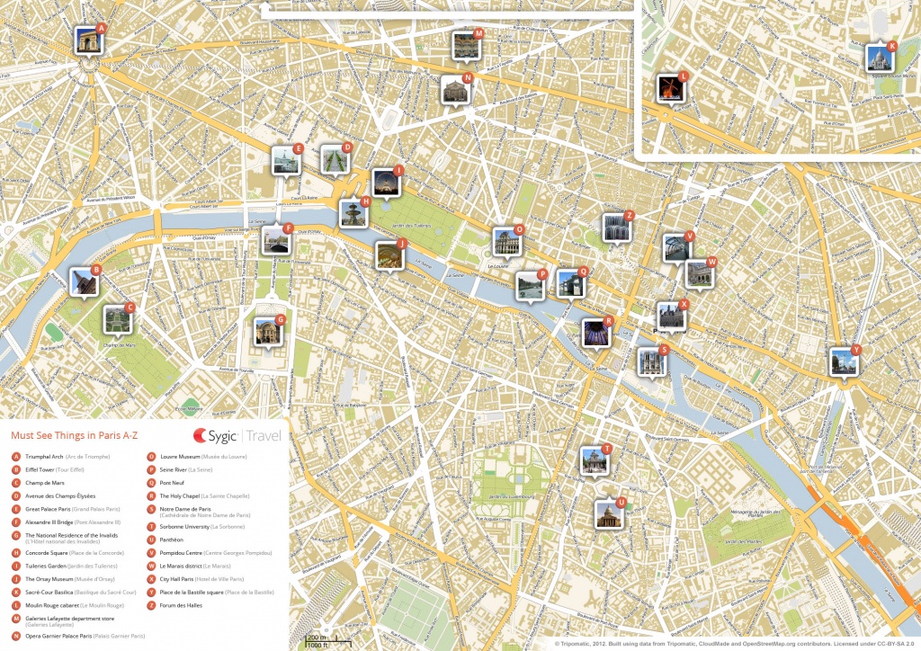 Paris Printable Tourist Map | Sygic Travel - Printable Map Of Paris France
