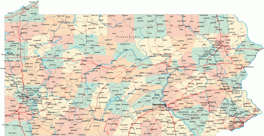 Pennsylvania Road Map - Pa Road Map - Pennsylvania Highway Map - Printable Road Map Of Pennsylvania