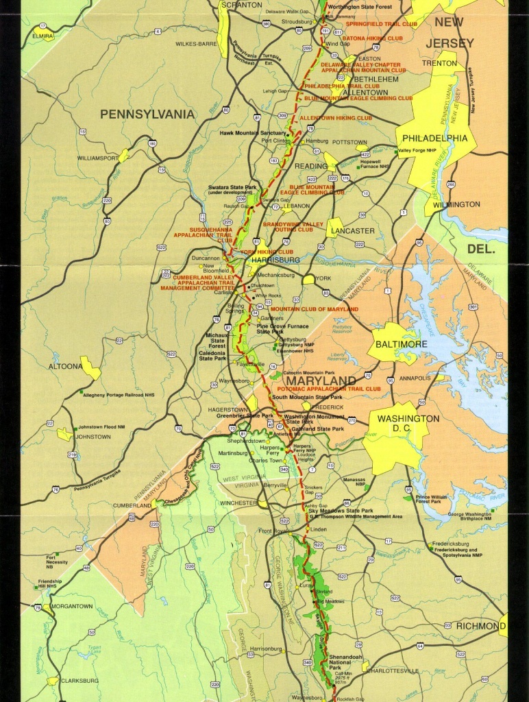 Pennsylvania To Shenandoah | Maps | Appalachian Trail, Appalachian - Printable Appalachian Trail Map