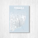 Pensacola Florida Street Map Map Of Pensacola Map Print Of | Etsy   Printable Map Of Pensacola Florida