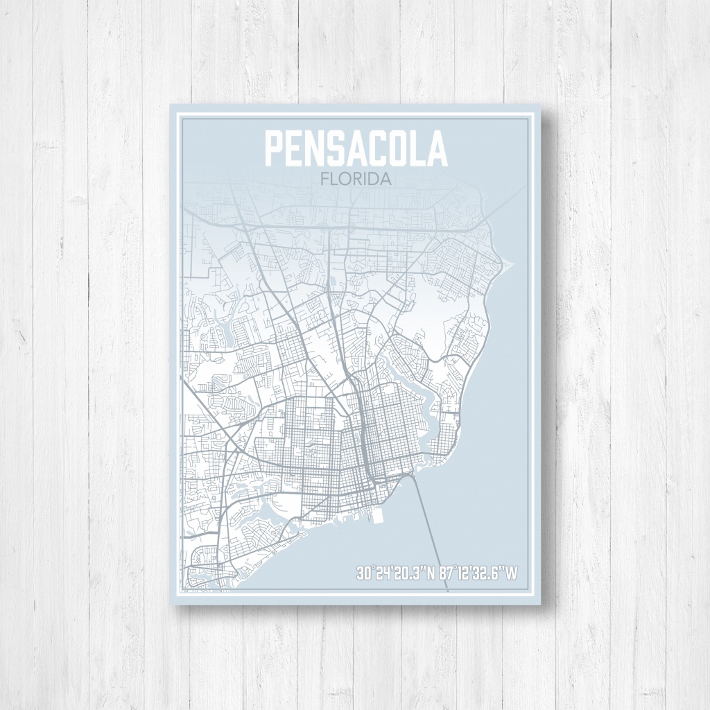 Pensacola Florida Street Map Map Of Pensacola Map Print Of | Etsy - Printable Map Of Pensacola Florida