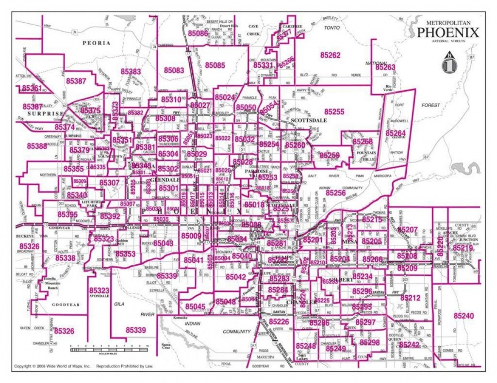 Phoenix Area Code Map - Area Code Map Phoenix (Arizona - Usa) - Phoenix Area Map Printable